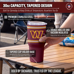 Washington Commanders  30 oz Stripe Powder Coat Tumbler | NFL Stainless - Maroon