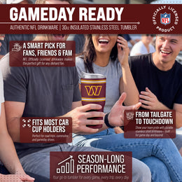 Washington Commanders  30 oz Stripe Powder Coat Tumbler | NFL Stainless - Maroon