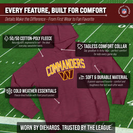 Washington Commanders NFL Youth Home Team Hoodie- Kids Hooded Sweatshirt - Maroon