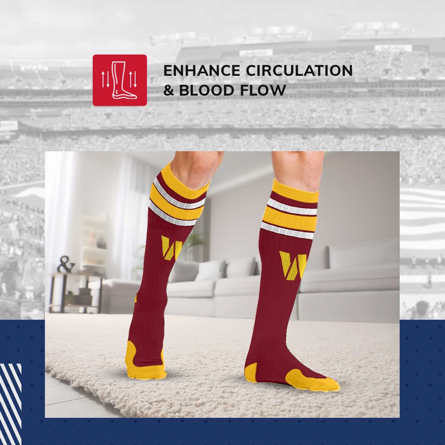 Washington Commanders NFL Adult Knee High-Performance Socks - Maroon