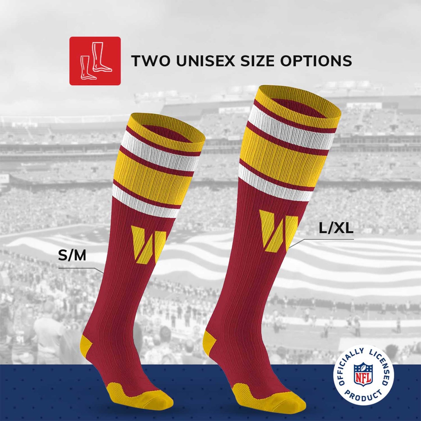 Washington Commanders NFL Adult Knee High-Performance Socks - Maroon