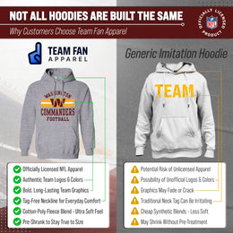 Washington Commanders NFL Team Stripe Hooded Sweatshirt- Soft Pullover Sports Hoodie For Men & Women - Sport Gray