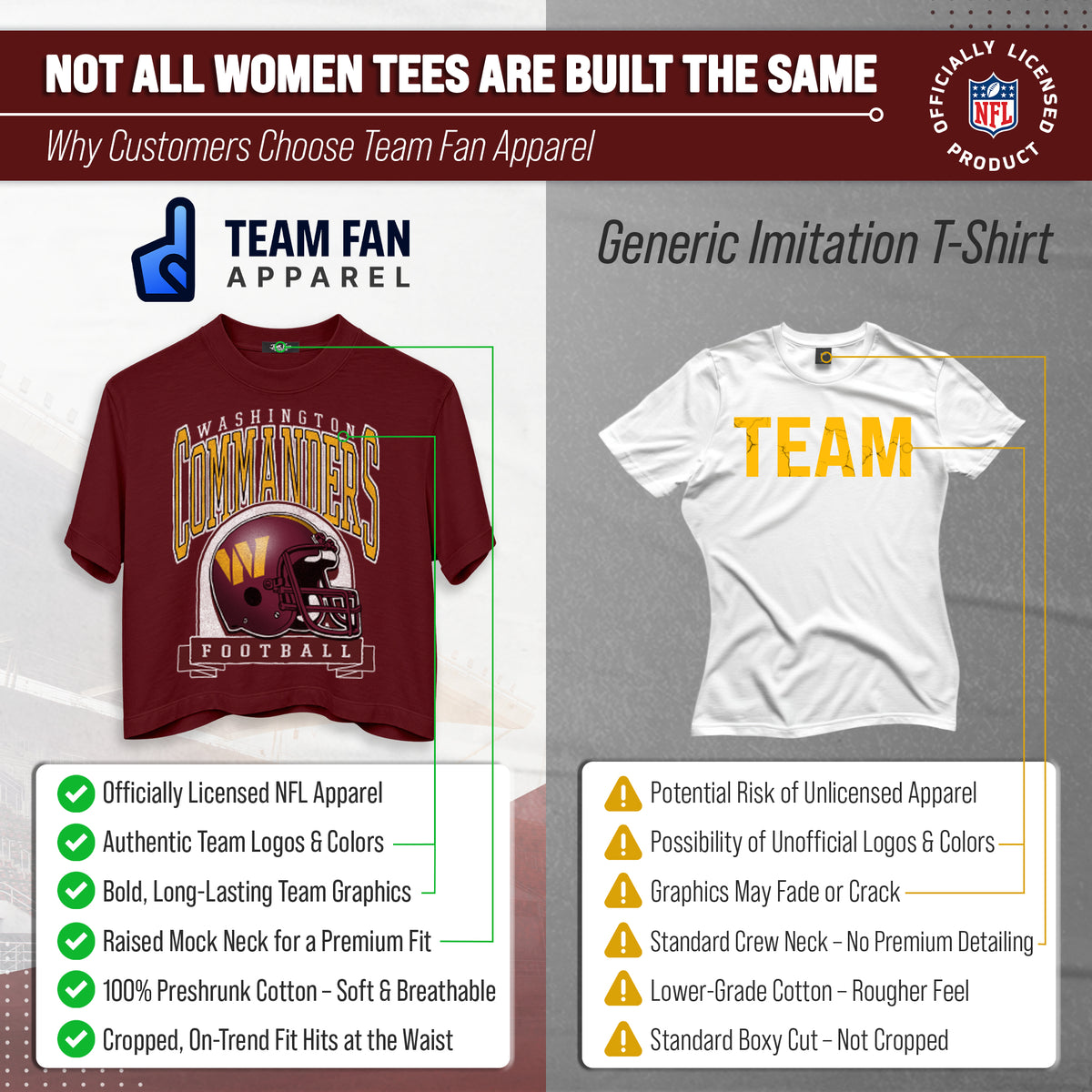 Washington Commanders  Women's Franchise Helmet Crop T-Shirt Mock Neck - Burgundy