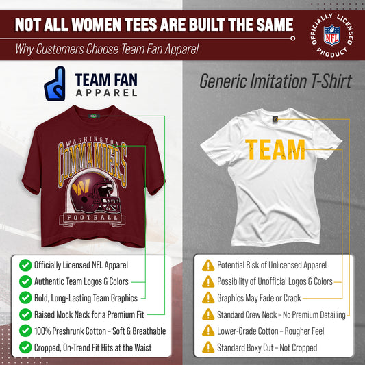 Washington Commanders  Women's Franchise Helmet Crop T-Shirt Mock Neck - Burgundy
