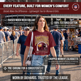 Washington Commanders  Women's Franchise Helmet Crop T-Shirt Mock Neck - Burgundy