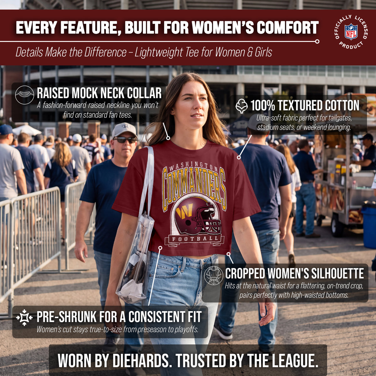 Washington Commanders  Women's Franchise Helmet Crop T-Shirt Mock Neck - Burgundy