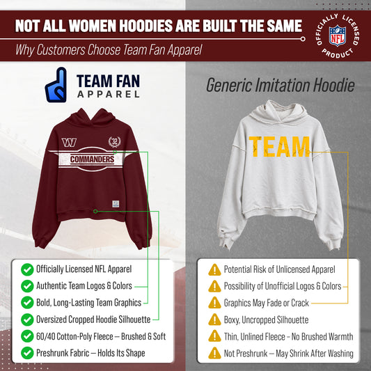 Washington Commanders  NFL Women's Franchise Oversized Crop Hoodie Fleece - Burgundy