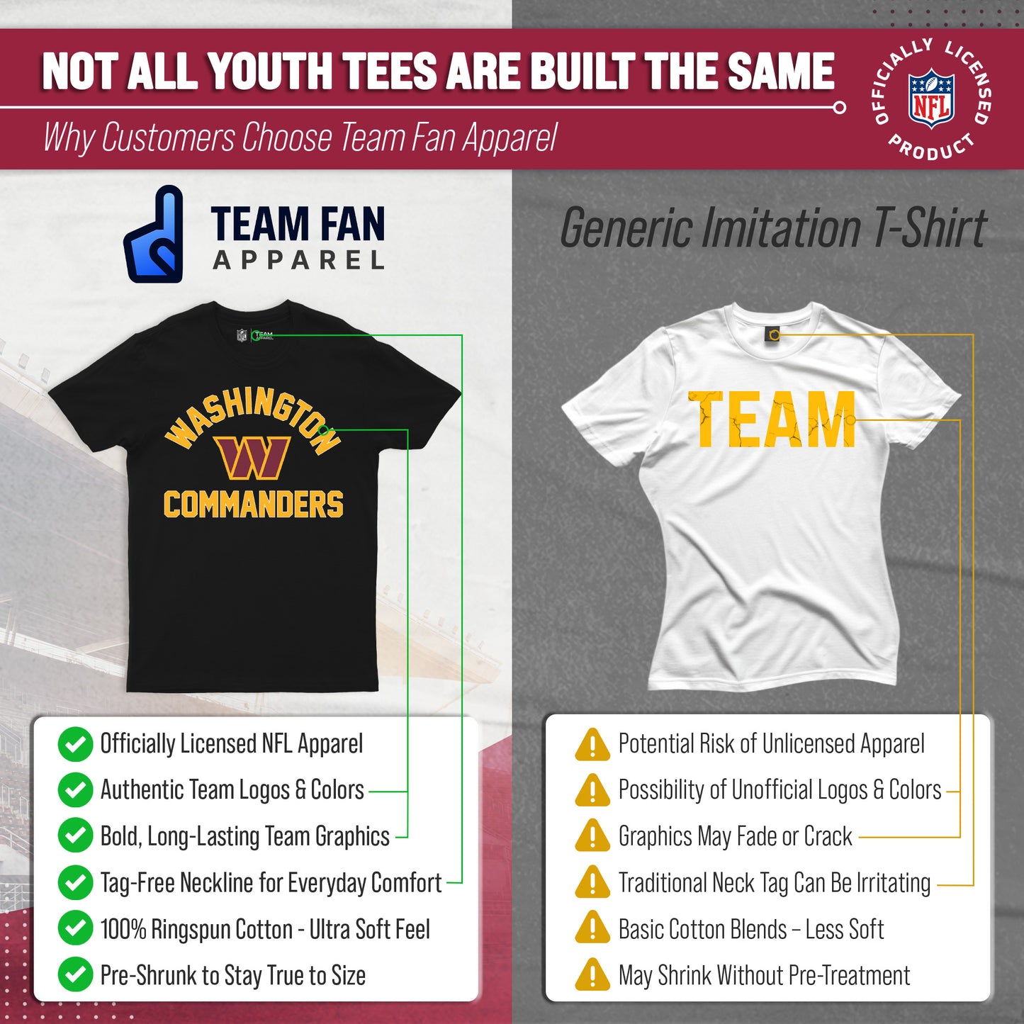 Washington Commanders NFL Youth Gameday Football T-Shirt - Black