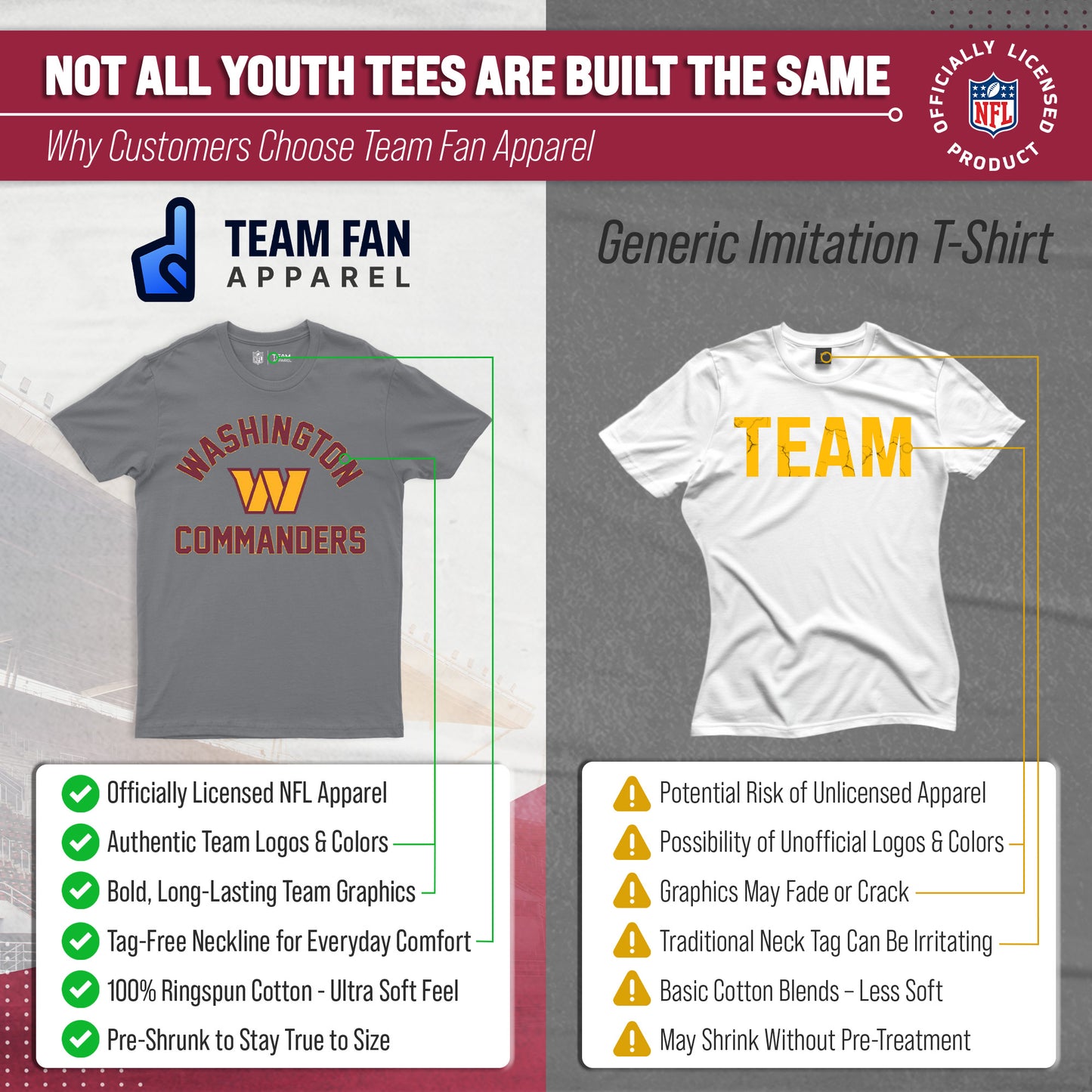 Washington Commanders NFL Youth Gameday Football T-Shirt - Sport Gray