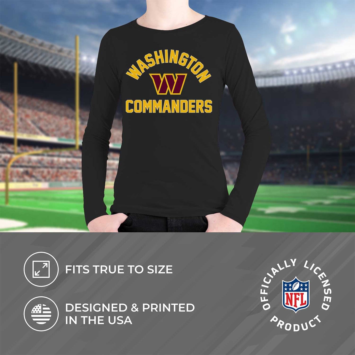 Washington Commanders NFL Gameday Youth Football Long Sleeve Shirt - Black