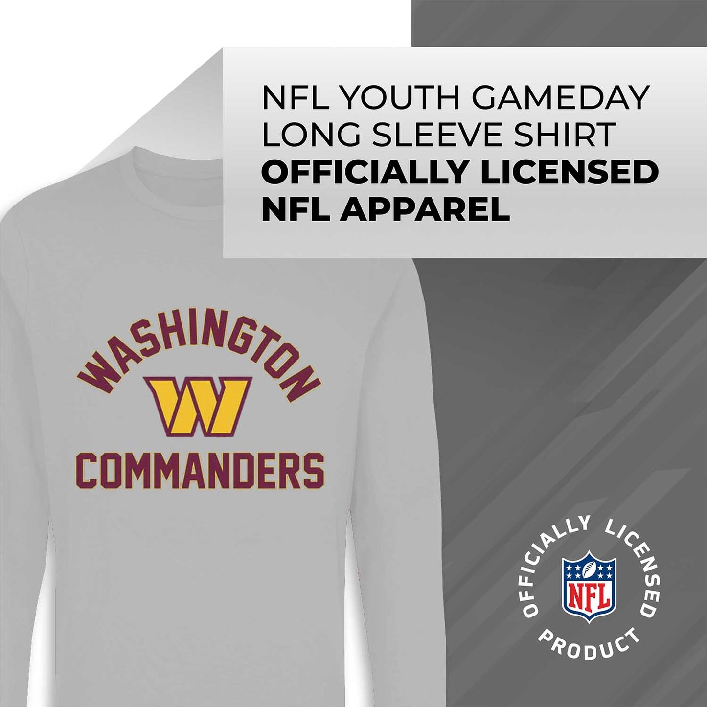 Washington Commanders NFL Gameday Youth Football Long Sleeve Shirt - Sport Gray