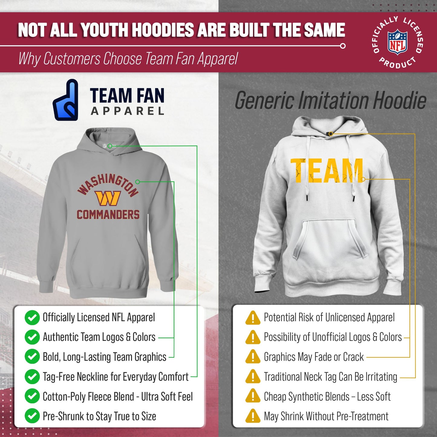 Washington Commanders NFL Youth Gameday Hooded Sweatshirt - Sport Gray