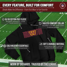 Washington Commanders NFL Youth Repeating Logo Football Fleece Hooded Sweatshirt - Black