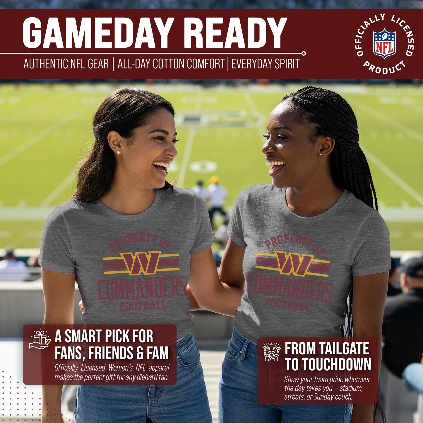 Washington Commanders NFL Womens Short Sleeve Property of Tshirt - Sport Gray