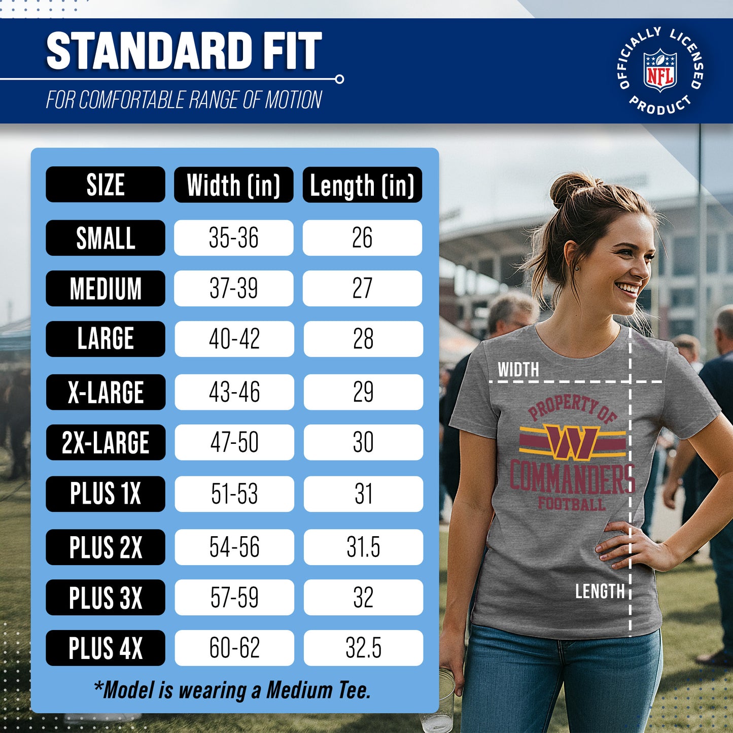 Washington Commanders NFL Womens Short Sleeve Property of Tshirt - Sport Gray