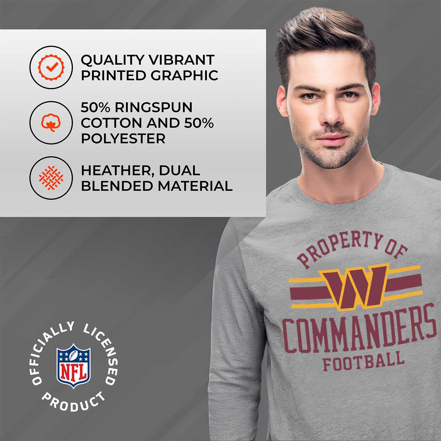 Washington Commanders NFL Adult Property Of Long SleeveT Shirt - Sport Gray