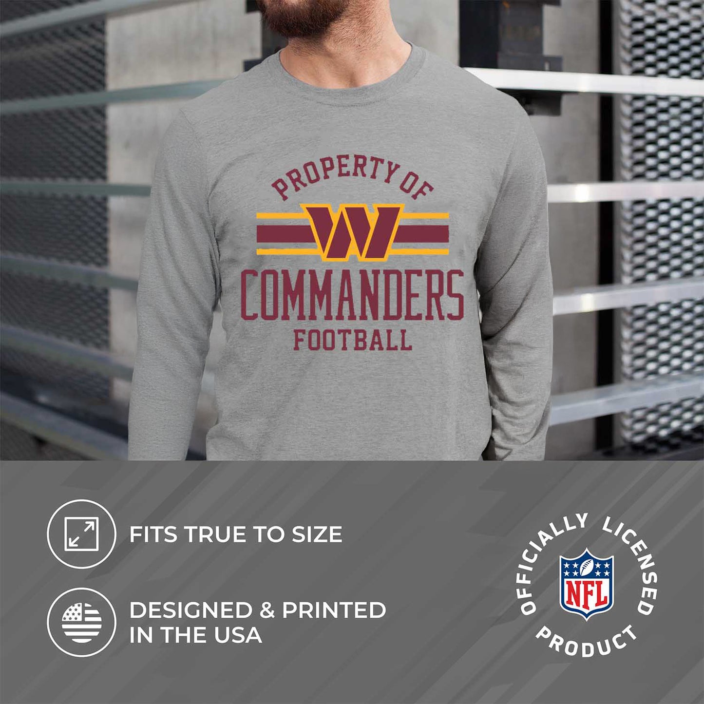 Washington Commanders NFL Adult Property Of Long SleeveT Shirt - Sport Gray