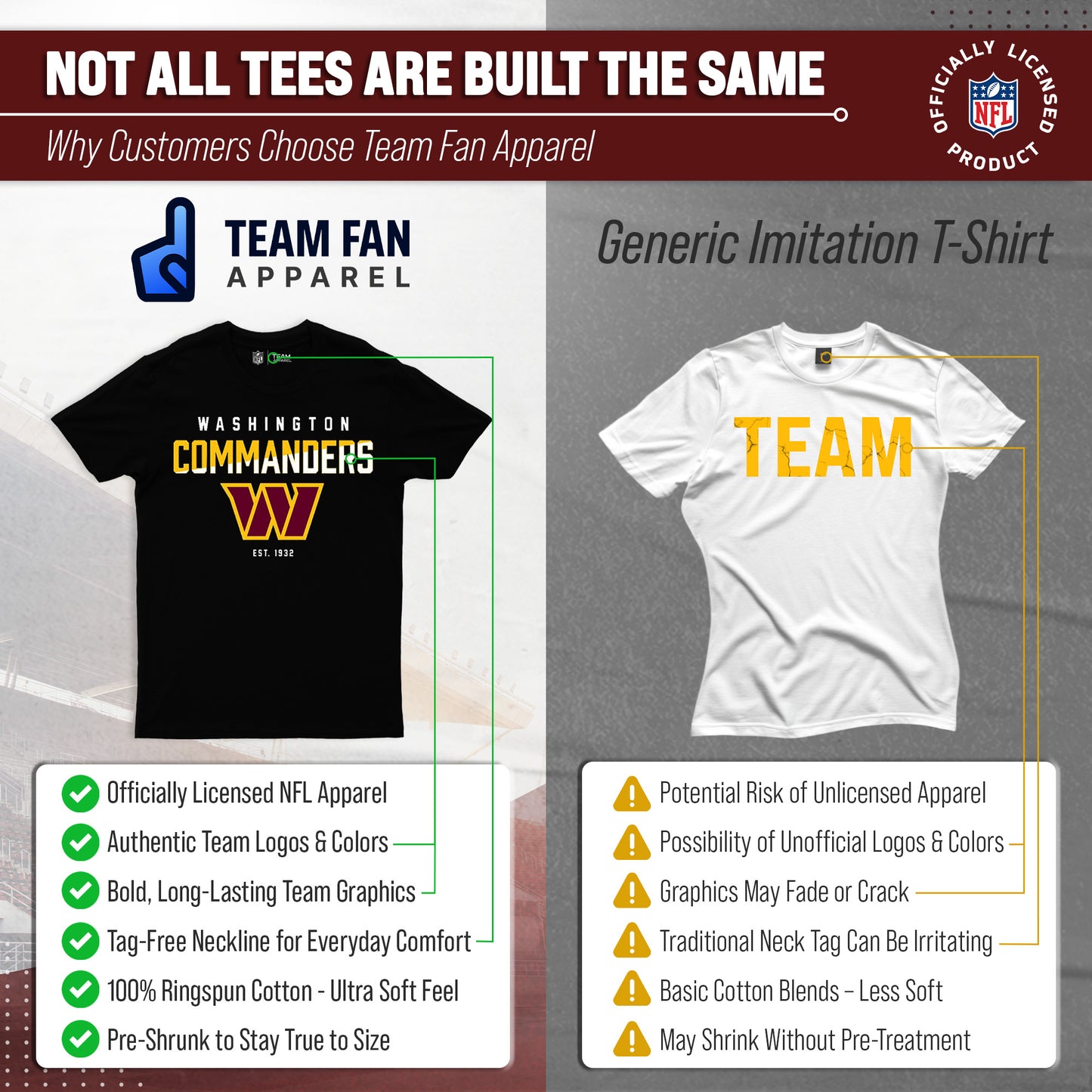 Washington Commanders Adult NFL Diagonal Fade Color Block T-Shirt - Black