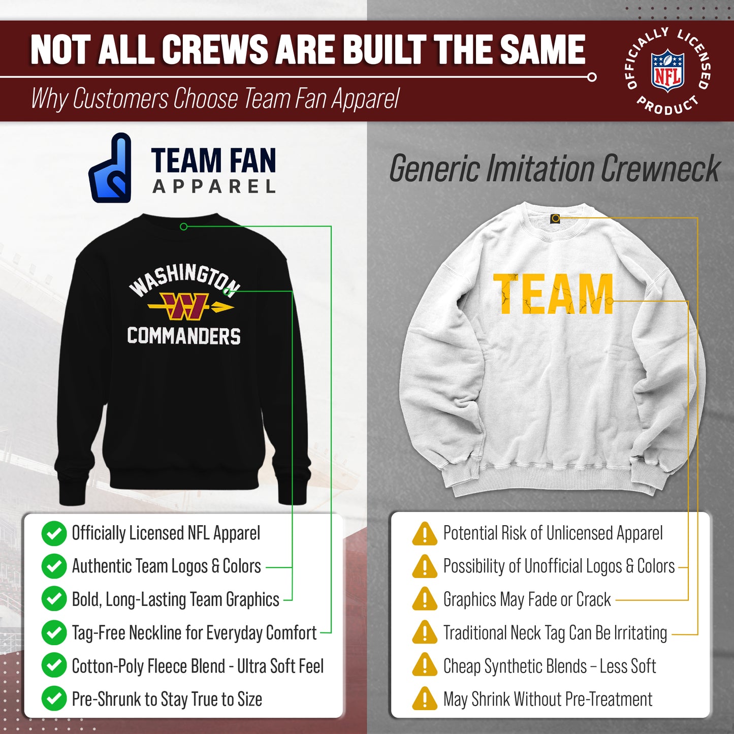 Washington Commanders  Gameday Crewneck Sweatshirt - Black