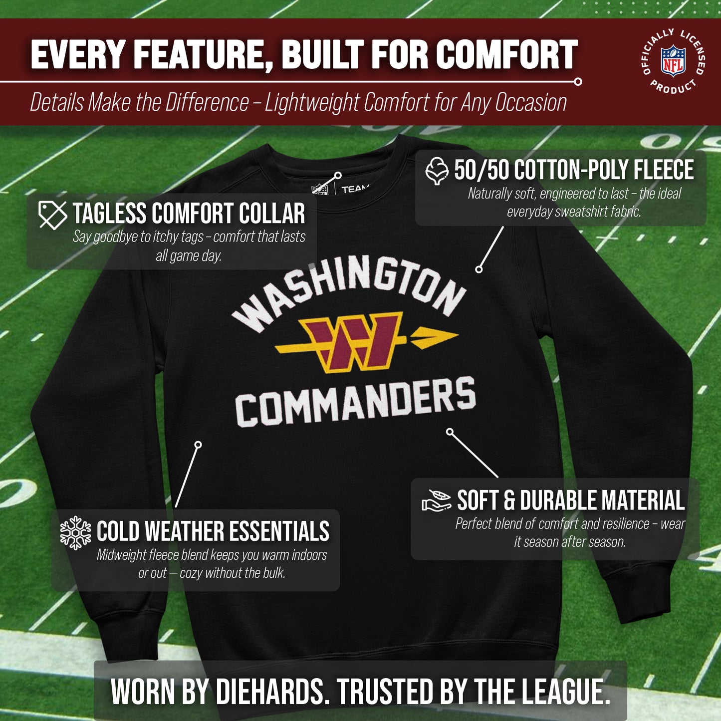 Washington Commanders  Gameday Crewneck Sweatshirt - Black
