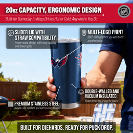 Washington Capitals NHL Hockey 20oz Stainless Steel Vacuum Insulated Game Day Tumbler with Silicone Grip - Navy