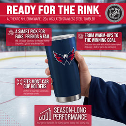 Washington Capitals NHL Hockey 20oz Stainless Steel Vacuum Insulated Game Day Tumbler with Silicone Grip - Navy