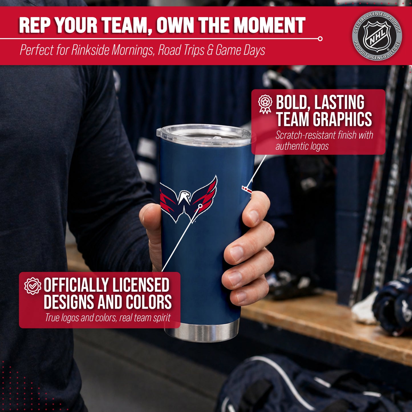 Washington Capitals NHL Hockey 20oz Stainless Steel Vacuum Insulated Game Day Tumbler with Silicone Grip - Navy