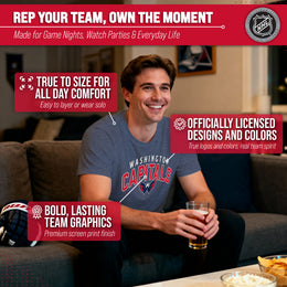Washington Capitals NHL Adult Powerplay Heathered Unisex T-Shirt - Navy