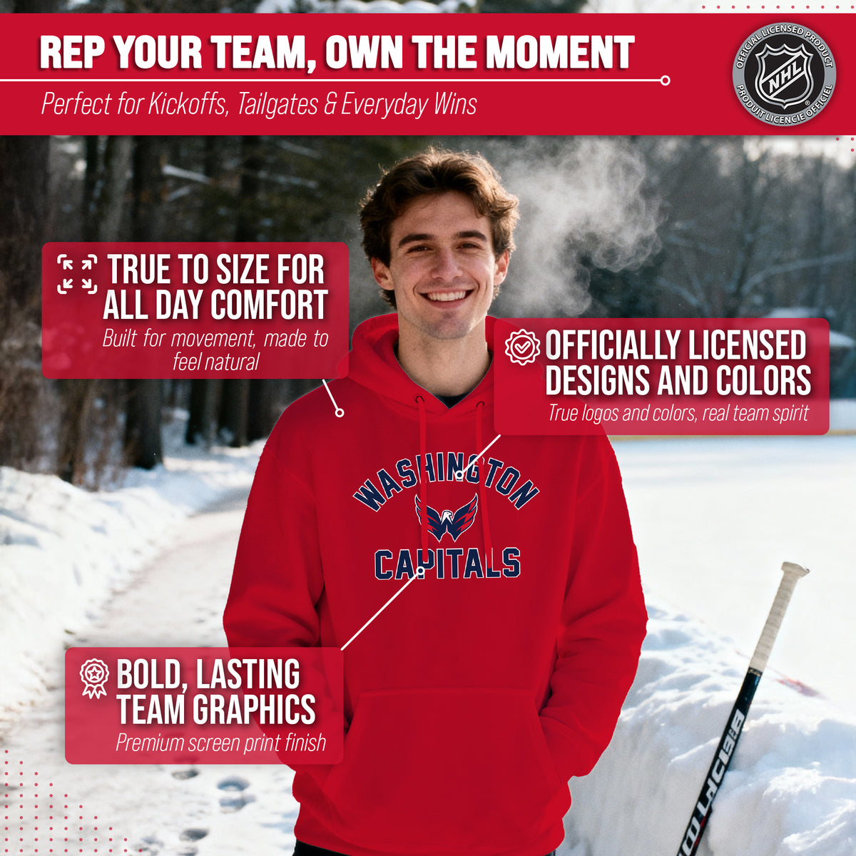 Washington Capitals Hoodie Pullover Sweatshirt - Red