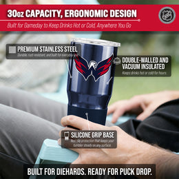 Washington Capitals NHL Hockey 30oz Stainless Steel Vacuum Insulated Game Day Tumbler with Silicone Grip - Navy
