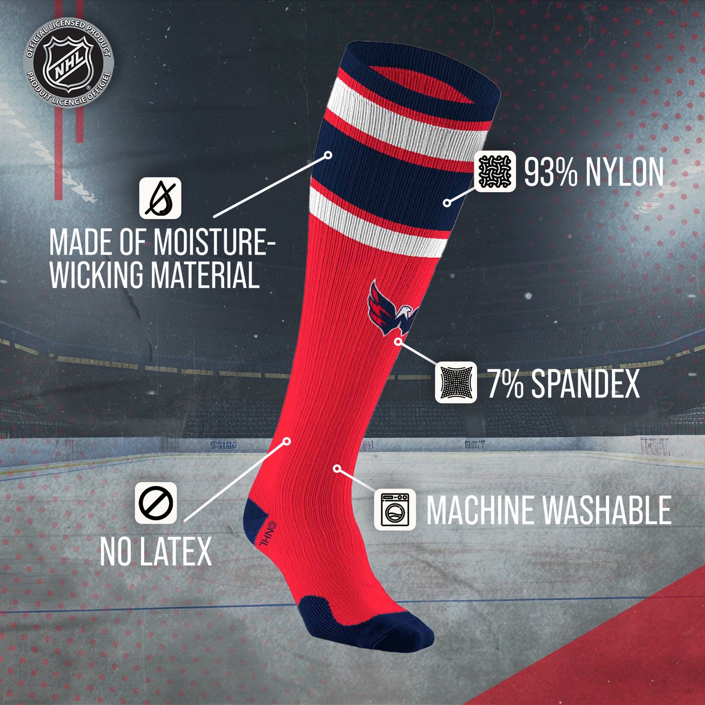 Washington Capitals NHL Adult Knee High-Performance Socks - Red