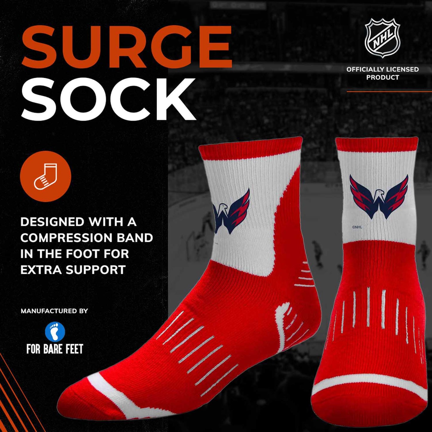 Washington Capitals NHL Youth Surge Socks - Red