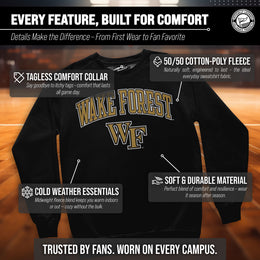 Wake Forest Demon Deacons Adult Arch & Logo Soft Style Gameday Crewneck Sweatshirt - Black