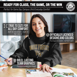 Wake Forest Demon Deacons Adult Arch & Logo Soft Style Gameday Crewneck Sweatshirt - Black