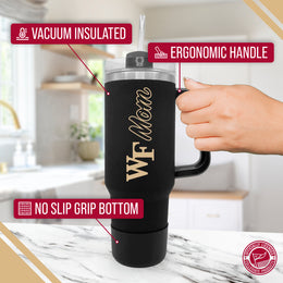 Wake Forest Demon Deacons Collegiate 40oz Stainless Steel Travel Tumbler with Handle for Mom - Black