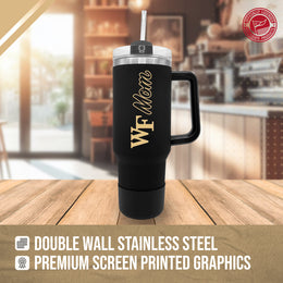 Wake Forest Demon Deacons Collegiate 40oz Stainless Steel Travel Tumbler with Handle for Mom - Black