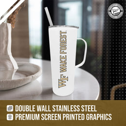 Wake Forest Demon Deacons NCAA Stainless Steel 20oz Roadie With Handle & Dual Option Lid With Straw - White