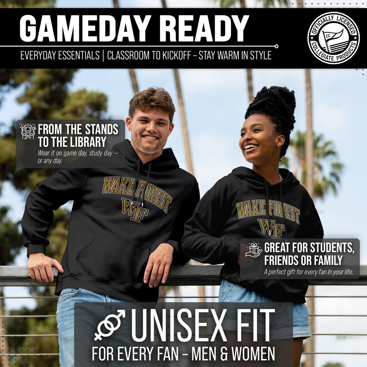 Wake Forest Demon Deacons Arch & Logo Gameday Hoodie - Black