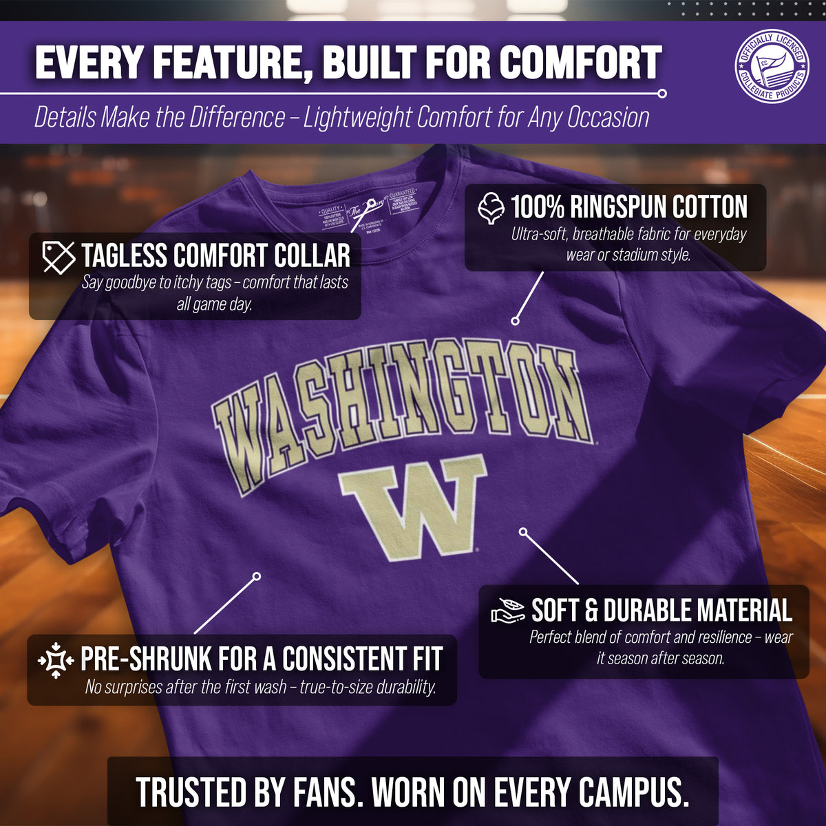 Washington Huskies Gameday Cotton T-Shirt for Men and Women