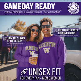 Washington Huskies Adult Arch & Logo Soft Style Gameday Crewneck Sweatshirt - Purple