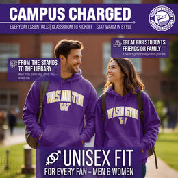 Washington Huskies NCAA Adult Tackle Twill Hooded Sweatshirt - Purple