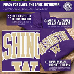 Washington Huskies NCAA Adult Tackle Twill Hooded Sweatshirt - Purple