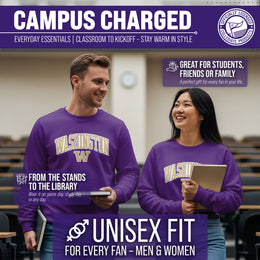 Washington Huskies Adult Tackle Twill Crewneck - Purple
