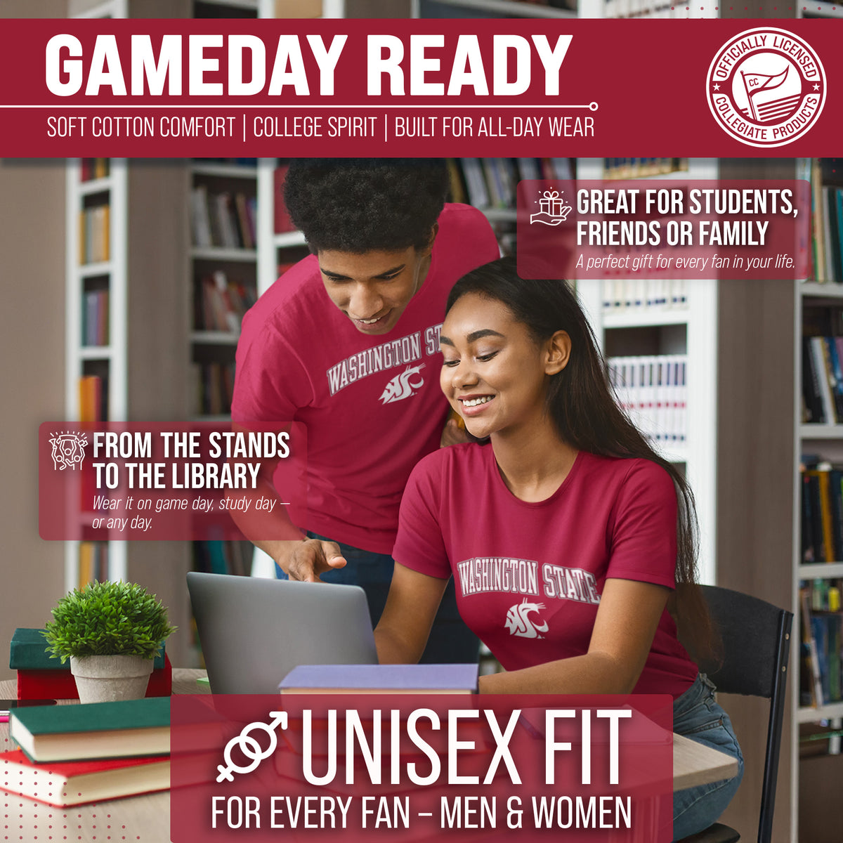 Washington State Cougars Gameday Cotton T-Shirt for Men and Women