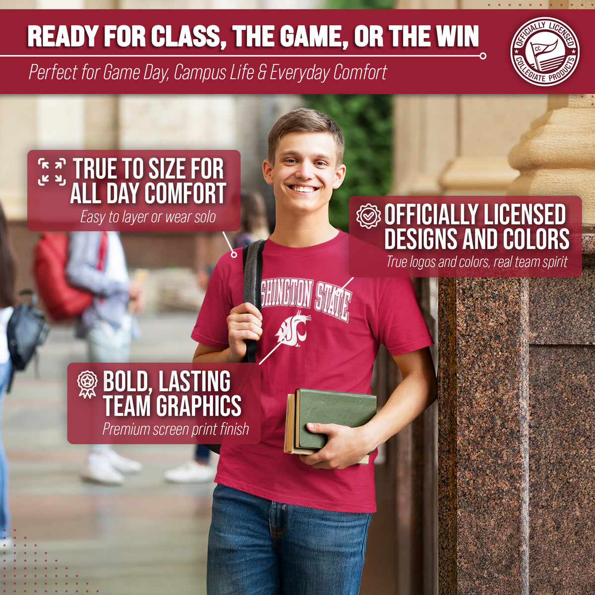 Washington State Cougars Gameday Cotton T-Shirt for Men and Women