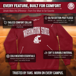 Washington State Cougars Adult Arch & Logo Soft Style Gameday Crewneck Sweatshirt - Cardinal