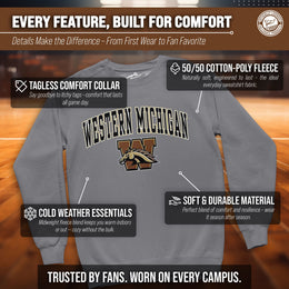 Western Michigan Broncos Adult Arch & Logo Soft Style Gameday Crewneck Sweatshirt - Gray