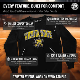 Wichita State Shockers Adult Arch & Logo Soft Style Gameday Crewneck Sweatshirt - Black