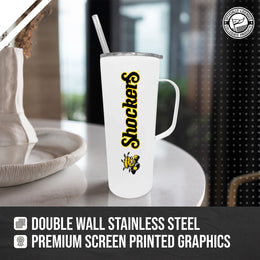 Wichita State Shockers NCAA Stainless Steel 20oz Roadie With Handle & Dual Option Lid With Straw - White
