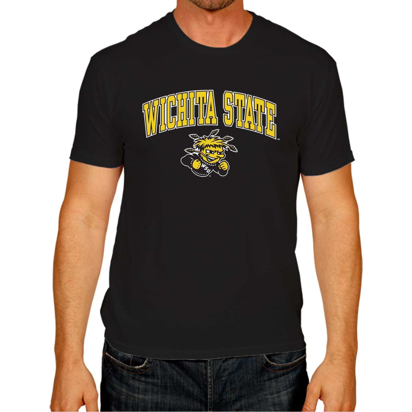 Wichita State Shockers Campus Colors NCAA  Adult Gameday Cotton T-Shirt - Black
